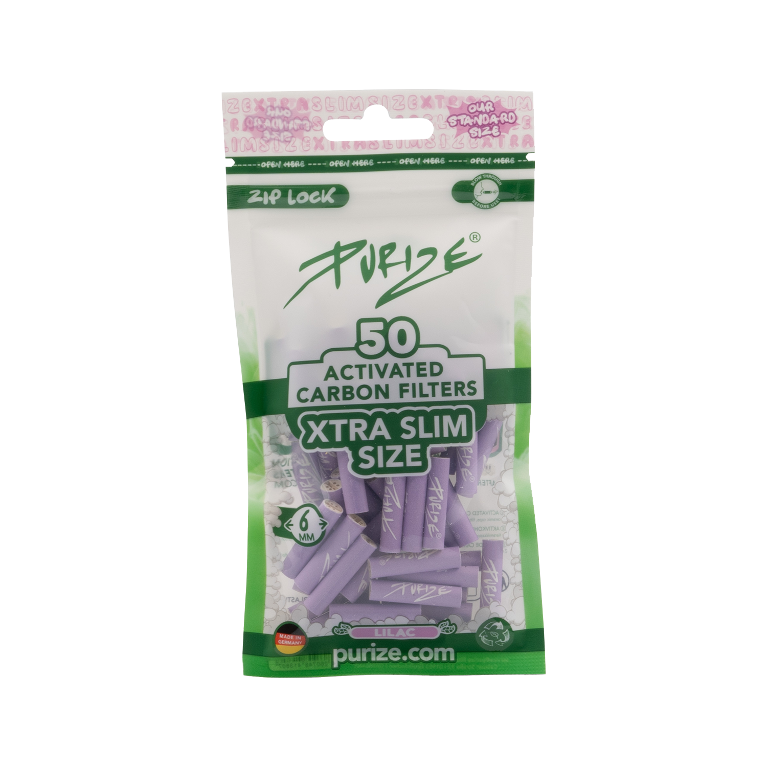PURIZE XTRA Slim Size Filter – Aktivkohlefilter 50 Stück
